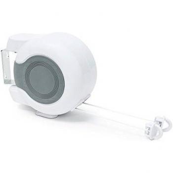 Cuerda Retráctil para Ropa, Montaje en Pared, 2 Líneas de Lavado, Longitud Total 26m, Resistente al Agua - Relaxdays