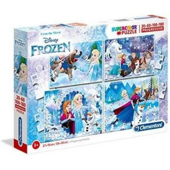 Clementoni 07723 07723-Supercolor Frozen Puzzle-20 + 60 + 80 + 180pc, Multicolor