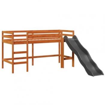 Cama Loft alta para niños sin colchón madera pino marrón 90x190 cm