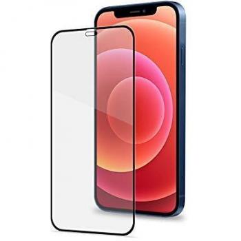 Celly Protector de Pantalla 2D para Iphone 12/12 Pro, Vidrio Cristal Templado Dureza 9H Antihuellas Y Antiarañazos, Borde Negro
