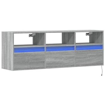 Mueble TV Multimedia Sonoma con 3 Cajones y Luces LED - 130 x 31 x 45 cm - Gris