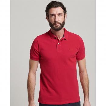 Polo Superdry Classic Piqué para Hombre de Algodón Rojo