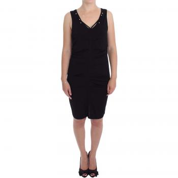 Roccobarocco Black Stretch Wiggle Pencil Sheath Bodycon Dress - IT48 | L, Elegant black knee-length jersey dress, Sizes: XL