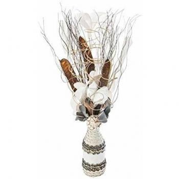 Arreglo Floral Artificial ATMOSPHERA con Jarrón de Mimbre H50 cm - Gris