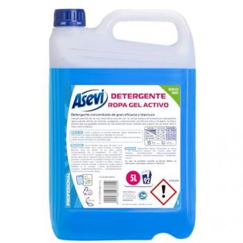 Detergente Líquido Gel Activo Asevi Profesional 4.8L - 92 Lavados para Ropa Blanca y de Color con Fórmula Concentrada