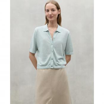 Jersey de mujer ECOALF Juniper con cierre de botones, cuello camisa y manga corta en color mint (M)