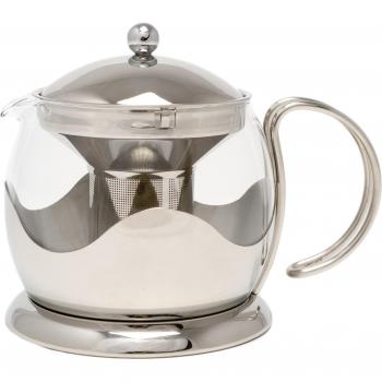 La Cafetiere Glass Loose Leaf Teapot with Infuser - Silver / 17.5cm
