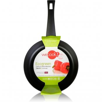 Sartén Ecológica Antiadherente de Inducción 26cm, Aluminio Prensado Sin PFOA, Vitrocerámica y Gas, Color Negro, Wecook Ecogreen