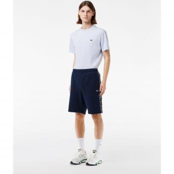 Pantalón corto jogger de felpa para hombre Lacoste con raya del logo
