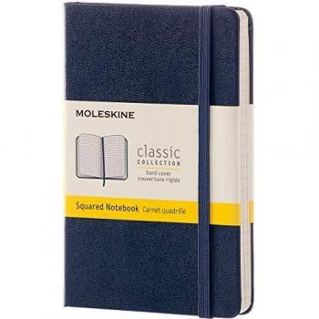 Libreta Moleskine Clásica Pocket Cuadrada Dura Azul Zafiro 9x14 cm, 192 Páginas