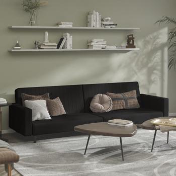 Sofá cama 2 plazas negro en terciopelo