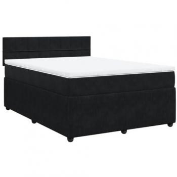 Cama box spring con colchón terciopelo negro 160x200 cm Vidaxl 502122