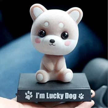 Decoraciones de Coche 10cm Flocado Shiba Inu Sacudiendo regalos de la ayuda del teléfono del asiento del teléfono celular perro lindo coche de juguete de escritorio adornos de la cabeza de la muñeca d