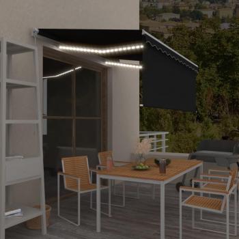 Toldo Retráctil Manual con Persiana y Luz LED 3x2,5 m Antracita