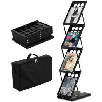 VEVOR Portable 4-Tier Foldable Magazine and Brochure Display Rack with Carrying Bag