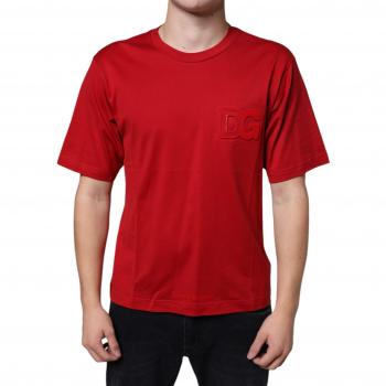Red Cotton Dolce & Gabbana Logo Print Crew Neck T-shirt - Size S
