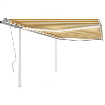 Toldo manual retráctil con LED amarillo y blanco 4x3,5 m
