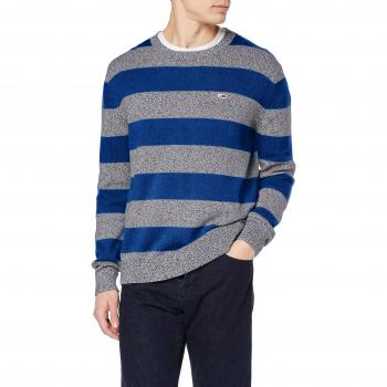 Tommy Jeans TJM Rugby Stripe Sweater, Jersey para Hombre, Blau