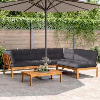 vidaXL 4-Piece Acacia Wood Garden Pallet Sofa Set with Cushions