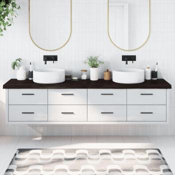 Encimera de Baño Plegable de Madera Tratada Color Marrón Claro, Natural y Gris Oscuro 220x60x6 cm