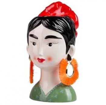 Maceta de Cerámica Señora con Pendientes 15x15x28 cm