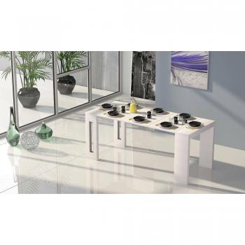 Mesa extensible DMORA Glicine, consola multiusos 100% Made in Italy, 186x80h76 cm, color blanco