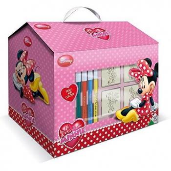 Minnie Caja con Forma de Casa con 7 Sellos y 7 Rotuladores de Multiprint 9866 - Juego de Papelería para el Hogar Disney Minnie