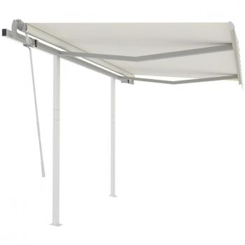 Toldo Retráctil Manual con Postes 3,5x2,5 m Color Crema