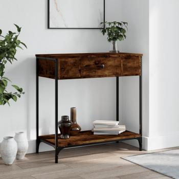 Mesa de café consola de madera multicapa en roble ahumado 75x34,5x75 cm