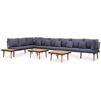 8-Seater Solid Acacia Wood Garden Lounge Set with Cushions