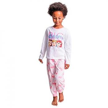 Pijama Largo Infantil Jersey Disney Princesas Blanco