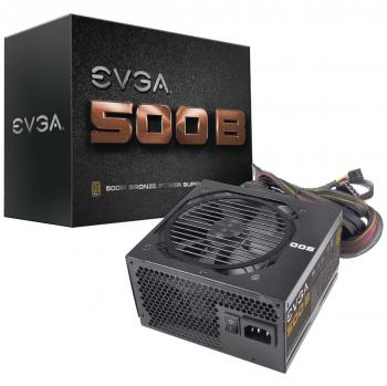 EVGA 500 B1, 80+ Bronze 500W Fuente de alimentación, Incluye autocomprobador de Encendido Gratis, Fuente de alimentación 100-B1-0500-K2