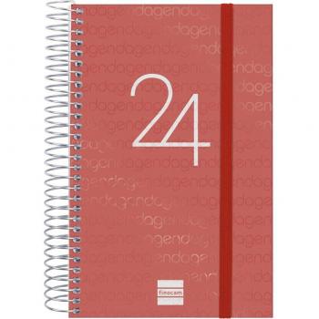 Finocam - Agenda 2024 Catalán Espiral Year E5 Rojo Enero-Diciembre 117x181mm 1 Día por Página