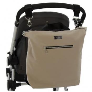 Mochila Maternal para Sillas de Paseo Rosy Fuentes - Ecopiel - Múltiples Bolsillos - Gran Capacidad - Muy Duradera - Camel