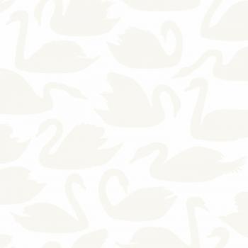 Papel pintado cisnes blancos brillantes - 0,53 x 10,05 m