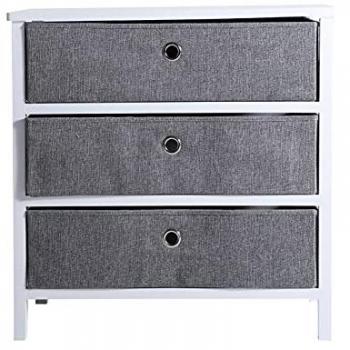 Cómoda Sire de Madera DM en color Gris, dimensiones 60x34x60cm, con estilo nórdico y 3 cajones de lino color gris