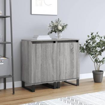 Aparadores de Madera de Ingeniería VidaXL 2 uds, 40x35x70 cm, Mueble de Almacenaje para Salón, Buffet y Armario Auxiliar en Gris Sonoma