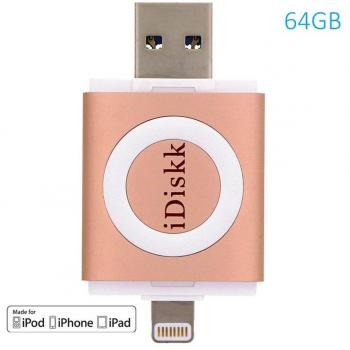 [Certificado MFI] iDiskk Memoria Flash Lightning / USB 3.0, Portátil Almacenamiento Memoria USB para iPhone, iPad, iPod