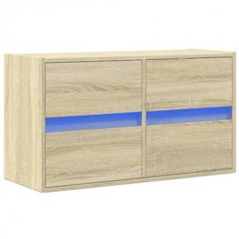 Mueble de TV de pared con luces LED roble Sonoma 80x31x45 cm