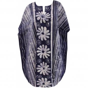 La Leela señoras todo en 1 100% algodón batik túnica camisas sueltas superior noche dbikini dtraje baño dkimono boho encubren loungewear ropa playa ropa noche corto caftán azul marino