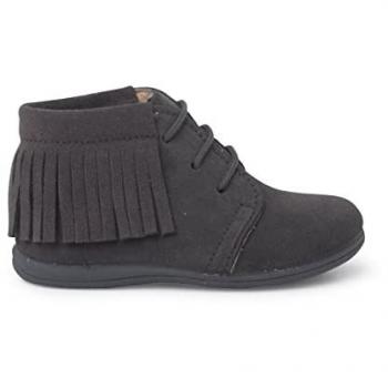 Botas de Piel con Flecos y Cordones para Primeros Pasos - Talla 24 Color Gris