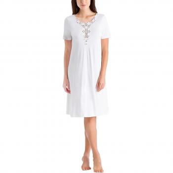 Hanro Jasmin Nachthemd 1/2 Arm 100 cm, Camisón para Mujer, Marfil