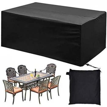 phixilin Funda para Mesa Jardin, Cubierta de Muebles de Jardín Impermeable 420D Oxford Resistente al Polvo Anti-UV Funda Protectora para Muebles de jardín - Negro