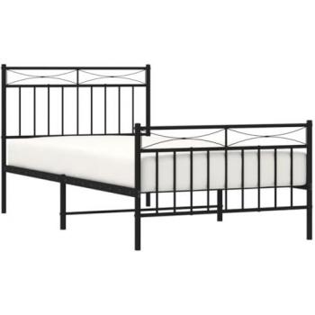 vidaXL Metal Bed Frame without Mattress with Footboard Black 100x190cm