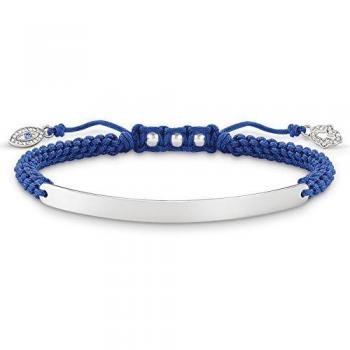 Pulsera Mujer Thomas Sabo Love Bridge, Plata de ley 925, ojo de názar, nailon, tamaño ajustable de 16 a 19 cm, color plateado y azul