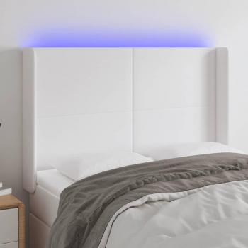 Cabecero con LED de cuero sintético blanco 147x16x118/128 cm vidaXL