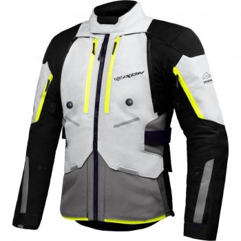 Ixon Chaqueta de Moto Vidar Gris-Negro-Amarillo Brillante, chaqueta textil de motocicleta, color negro, gris y amarillo brillante, talla XL