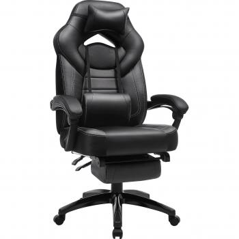 Silla Gaming Ergonómica con Reposapiés y Soporte Lumbar, Capacidad de Carga 150 kg, Diseño Ajustable en Gris y Negro/Negro/Azul y Negro/Rojo y Negro