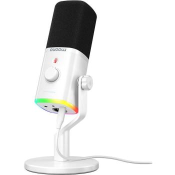 Micrófono Maono PD100X USB/XLR cardioide con DSP y RGB personalizable blanco