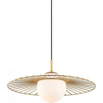 Lámpara colgante moderna Italux Sally dorada 1 luz E27 con pantalla blanca